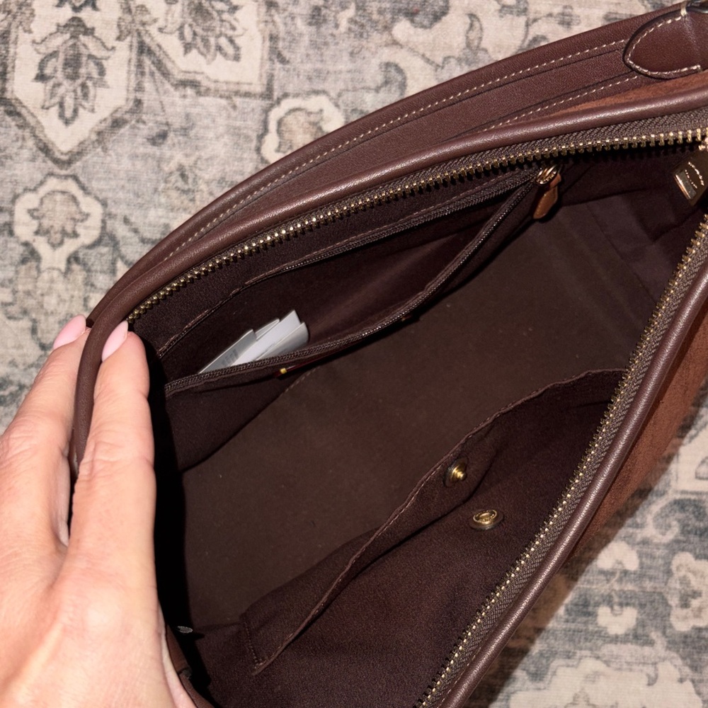 Coach Laurel Rich Brown Suede Shoulder Bag - Picture 2 of 5